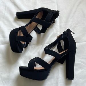 Top moda Black suede platform heels